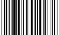 a black and white barcode with a white background